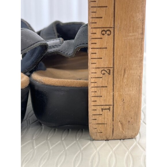 Clarks Bendables Ina Slingback Sandals Womens 8 Round Toe Black Leather Preppy - Picture 3 of 9